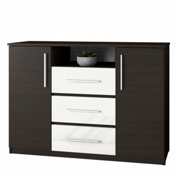Comoda Maya 120x45x86cm wenge/acril alb 