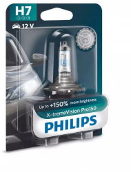 Bec auto cu halogen pentru far H7 12V 55W PX26D Philips X-tremeVision Pro150 1500lm 3400K 1 buc. 12972XVPB1 