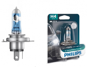 Bec H4 PHILIPS 99ZS314P 12V 60/55W X-tremeVision Pro150 cu pana 150 mai multa lumina P43t ECE 1 buc. 