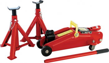 Cric hidraulic tip crocodil Carpoint 2000 kg pe roti cu deschidere maxima de 31 cm si 2 suporti de sustinere 