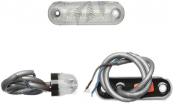 Lampa gabarit Universal 12/24V alb omologare ECE suport surub cu LED alb cu fire Stanga Dreapta 82x25x29mm ovala 