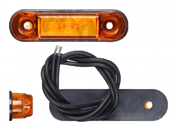Lampa pozitie gabarit 12/24V cu cablu oval montare surub cu spatiu 45mm 3xLED portocaliu Latime 65 mm Inaltime 17 mm adancime