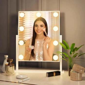 Oglinda hollywood machiaj cu suport Mindblower Vanity cu Smart Touch 9 LED-uri luminoase modul 3 culori intensificator lumina alba 2 
