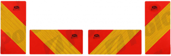 Placa reflectorizanta camioane 282x140mm din aluminiu galben reflectorizant rosu reflectorizant set 4 buc. 