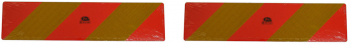 Placa reflectorizanta camioane 565x140mm din aluminiu galben reflectorizant rosu reflectorizant model hasurata- 2buc 