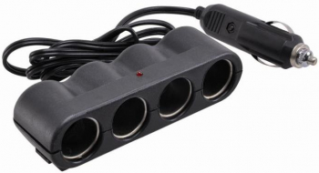 Priza auto multipla Automax cu 4 iesiri de 12V 1A cu led max.100W cablu de 90 cm 