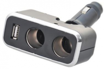 Priza auto tripla Automax 12V DC cu 2 iesiri DC + 1 iesire USB reglabil 