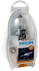 Set becuri rezerva PHILIPS 99ZK071P 12V premium 30 mai multa lumina cpl. H7 H1 P21W PY21W P21/5W R5W W5W 3 sigurante ECE 