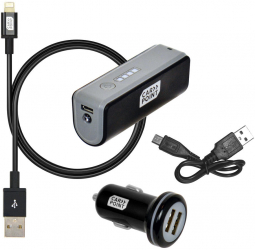 Set incarcare telefon Carpoint Deluxe incarcator bricheta cu 2 iesiri USB cablu cu cablu conector hibrid MicroUSB MFi Dock 8pin si 