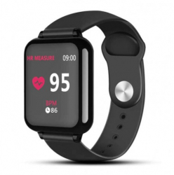 Smartwatch B57 Techstar® Waterproof Fitness Tracker Unisex Monitorizare Puls Bluetooth SIM Negru 