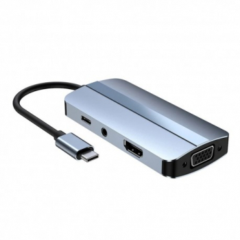 Adaptor multifunctional 7 in 1 USB-C la HDMI Techstar® CYC7IN1A HDMI 4K VGA 1080P 1 x USB 3.0 1 X USB 2.0 