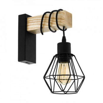 Aplica vintage TOWNSHEND 5 II2540 EGLO E27 1x60W otel lemn maro negru 140 x 245 x 240 cm
