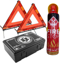 KIT auto obligatoriu omologat Premium Motor Starter - Trusa Medicala 2xTriunghiuri Stingator Tip Spray 