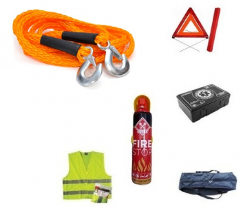 Kit siguranta auto MS valabilitate 5 ani stingator spray 1000 ml trusa medicala triunghi reflectorizant vesta reflectorizanta geanta d aditivi auto