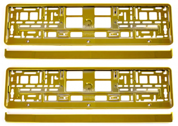 Set 2 suporti numar inmatriculare auto plastic ABS universal auriu metalizat 