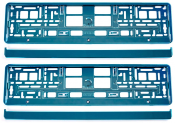 Set 2 suporti numar inmatriculare auto plastic ABS universal turcoaz metalizat 
