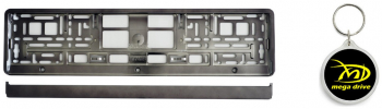 Set Suport Numar Inmatriculare Metalizat Graphite cu Breloc Mega Drive