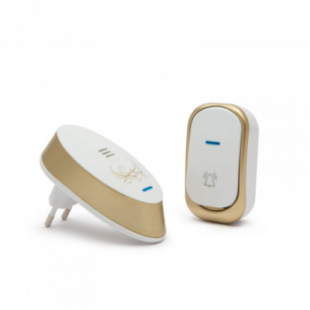 Sonerie wireless Delight 32 tonuri 60-90 dB raza actiune pana la 100 m culoare alb-auriu 