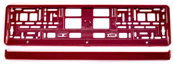 Suport numar inmatriculare auto plastic ABS universal rosu metalizat 