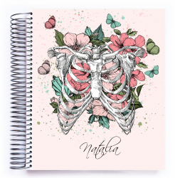 Agenda datata Interior Multicolor 200 pagini Hartie 120g/mp Spirala Metalica Continua Planner pentru Motivatie si Productivitate Flora 