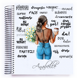 Agenda datata Interior Multicolor Planner pentru motivatie si productivitate Blue Jeans Brunette Hair 