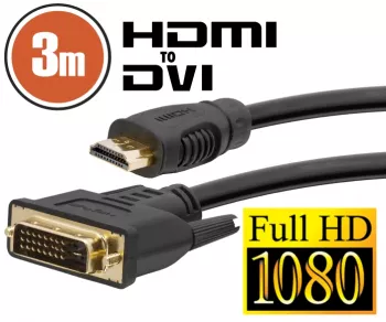 Cablu DVI-D / HDMI &bull 3 mcu conectoare placate cu aur