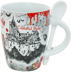 Cana Suvenir cu lingurita Castelul Bran Romania 10cm 