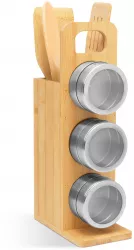Raft magnetic pentru condimente - set de scule din bambus - 7 piese - 80 x 135 x 275 mm 
