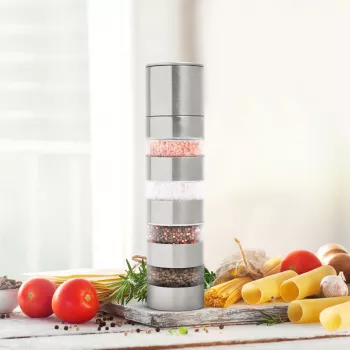 Rasnita pentru condimente 4 in 1 - inox - 5 x 21 cm - BEWELLO 