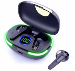 Casti audio wireless cu lumini KlaussTech Bluetooth Rezistente la apa negru 