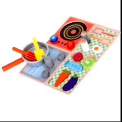 Jucarie set ustensile bucatarie kidsNplay 17 piese lemn 3 ani + 