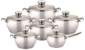 Set 6 oale din otel inoxidabil cu capac 12 piese 