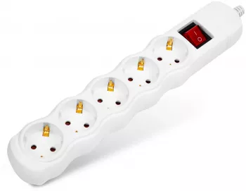 Prelungitor electric cu 5 prize - fara cablu - cu intrerupator 