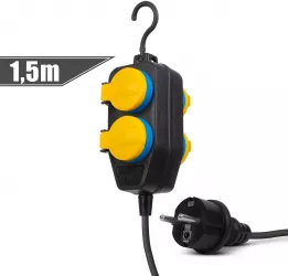 Prelungitor electric pentru exterior cu capac - 1 5 m - 4 x 230V - 3 x 1 5 mm2 - IP44 