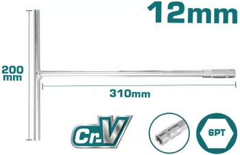 Total - Cheie Tubulara Cu Maner In T - 12mm 200x3 