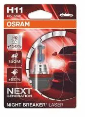 Bec H11 Night Breaker Laser Next Generation +150 12V 55W 