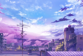 Poster Anime Clouds Buildings 61x90cm poster1199 