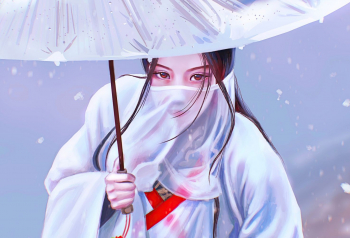 Poster Asian Girl Face Covered Umbrella Digital Art 61x90cm poster2452 