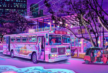 Poster Bus Stop Synthwave 61x90cm poster1295 