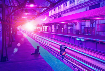 Poster Cat Synthwave 61x90cm poster1062 