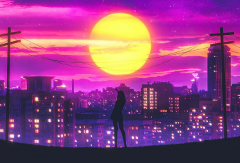 Poster City Lights Retrowave 61x90cm poster890 