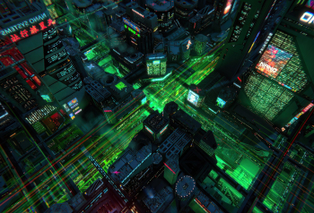 Poster Low Poly Scifi City Night 61x90cm poster763 