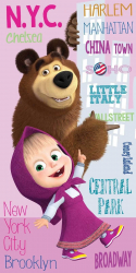Prosop De Plaja Masha And The Bear Cities 70x140cm 