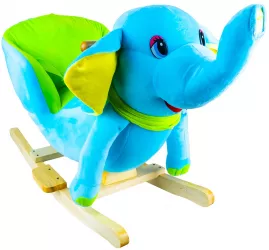 Elefant balansoar pentru bebelusi lemn + plus albastru 60x34x45 cm 