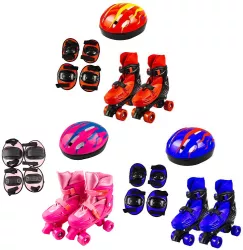 Set patine cu rotile+casca+cotiere+genunchiere L 39-43 