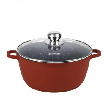 Semioala aluminiu turnat cu capac sticla capacitate 8 l dimensiune 30X13.5 cm interior ceramic Multicolor 