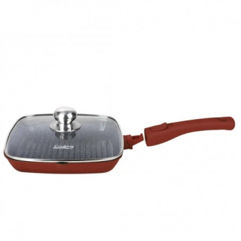 Tigaie grill cu capac aluminiu turnat acoperire ceramica maner detasabil 24x4 cm Multicolor 