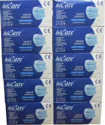 Oferta - set 10 cutii x 50 bucati masti igienice BFE 95 fabricate in Romania 3 straturi 3 pliuri bleu 
