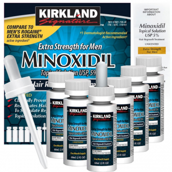 Solutie Kirkland Signature Minoxidil 5 9 Luni Tratament par/barba/scalp/chelie/alopecie/rogaine 