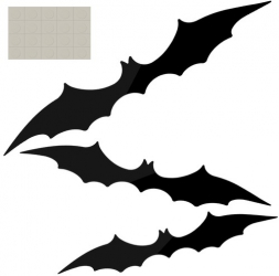 Stickere decorative geam in forma de lilieci Zola® Halloween 3 bucati negri diferite marimi 47cm 37 cm 31 cm autoadezive 
